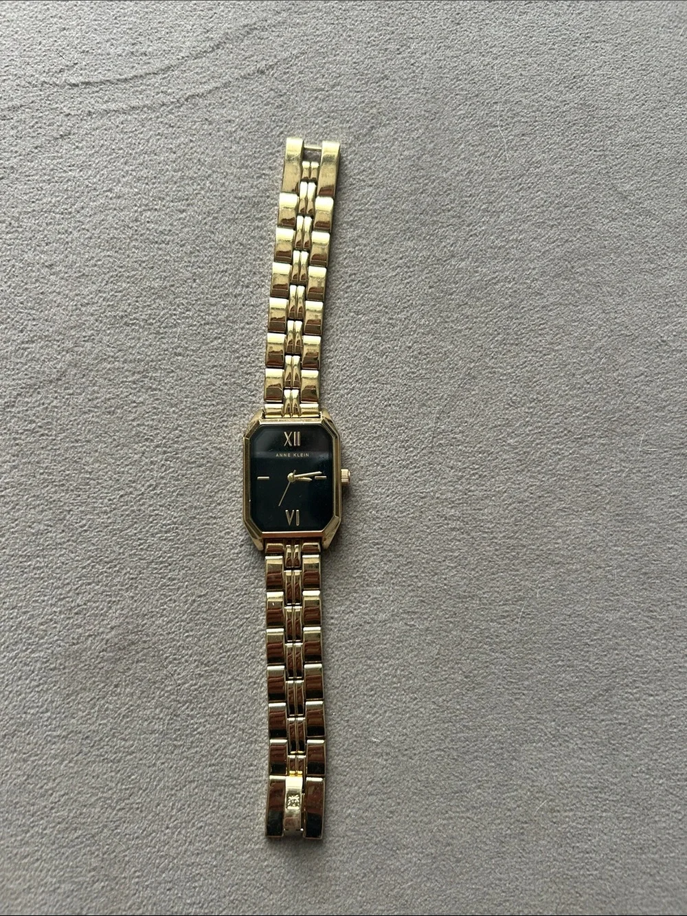 Anne Klein Gold and Black Rectangular Bracelet Watch